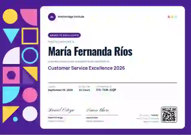 Plantilla de certificado Geometric Violet Oswald Manrope de premios y logros