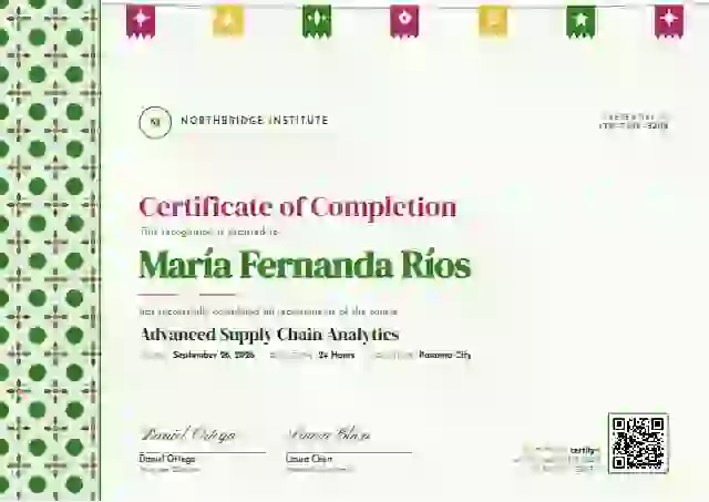 Latin Heritage Soft Fern Wide Band course completion certificate template