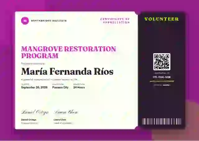 Workshop Ticket Fuchsia Wide Margin volunteer appreciation certificate template