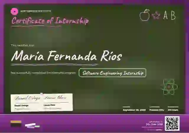 Chalkboard Magenta Heavy Dust internship certificate template