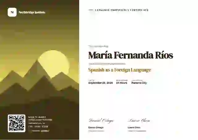 Duotone Marigold Dmserif Archivo language proficiency certificate template