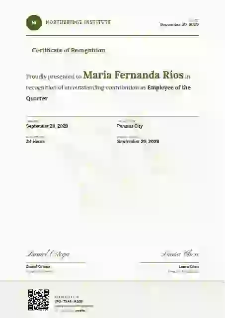 Constancia Letter Lime Wide Margin employee recognition certificate template