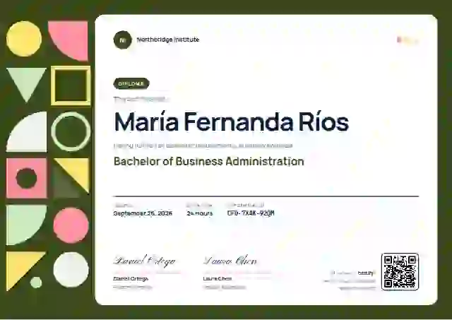 Geometric Olive Manrope academic diploma certificate template