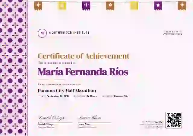 Latin Heritage Orchid Wide Band sports certificate template