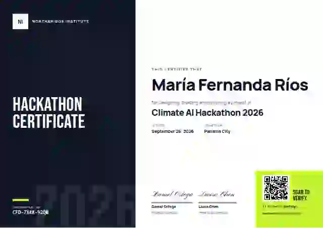 Plantilla de certificado Color Block Noir de hackatón