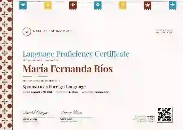 Latin Heritage Coral Slim Band language proficiency certificate template