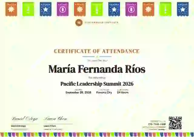 Papel Picado Tangerine No Rope event attendance certificate template