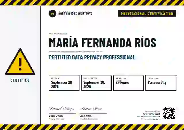 Safety Card Cerulean Thick Stripes professional certification certificate template