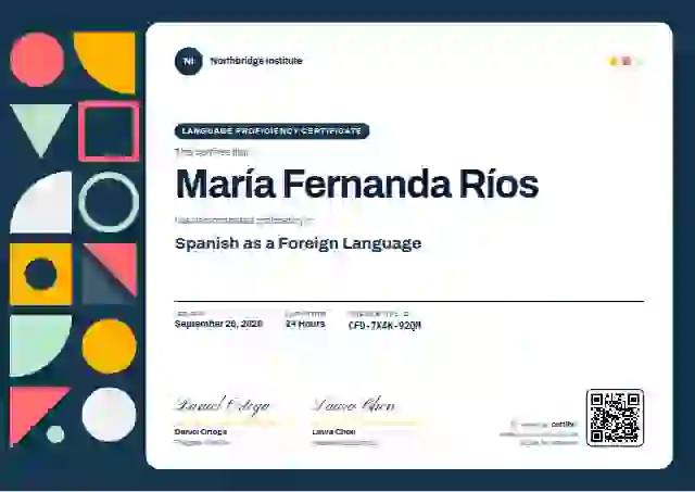 Geometric Ocean Archivo language proficiency certificate template