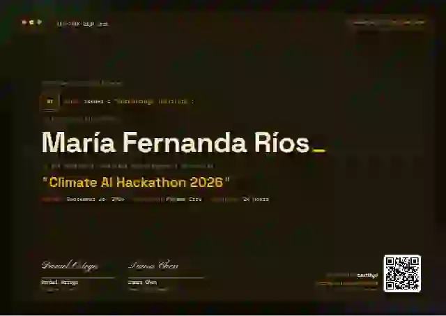 Plantilla de certificado Tech Mono Amber de hackatón