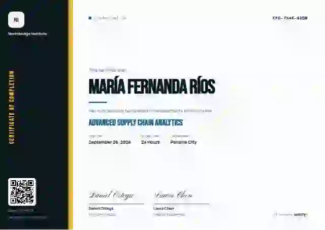 Vertical Sidebar Cerulean Bold Stripe course completion certificate template