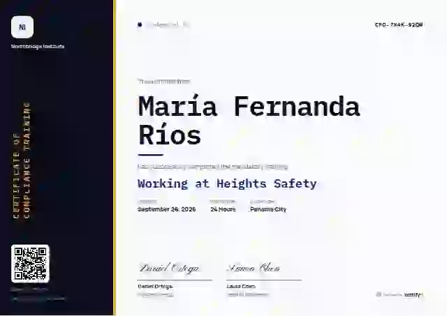 Vertical Sidebar Ultramarine Wide Side compliance and safety certificate template