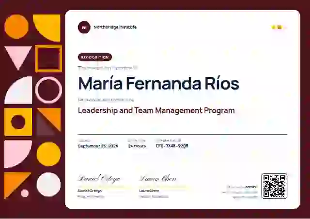 Geometric Crimson Manrope latin america certificate template