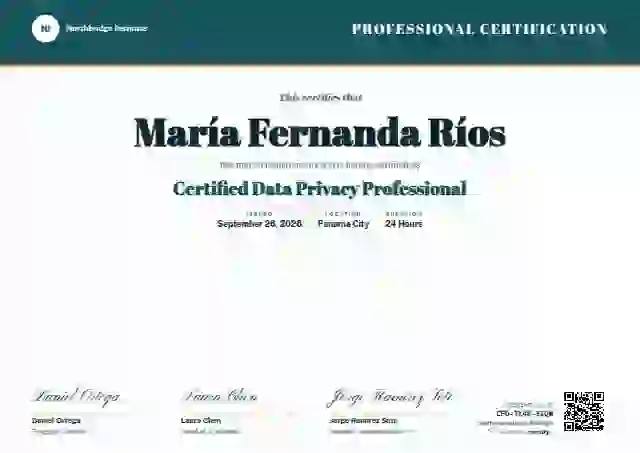 Triple Signature Teal No Emblem professional certification certificate template