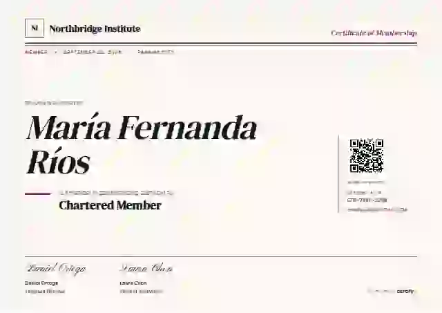 Editorial Serif Soft Magenta Dmserif Manrope membership certificate template