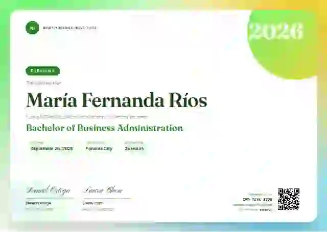 Aurora Gradient Meadow Narrow Margin academic diploma certificate template