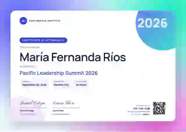 Aurora Gradient Ultramarine Wide Margin event attendance certificate template