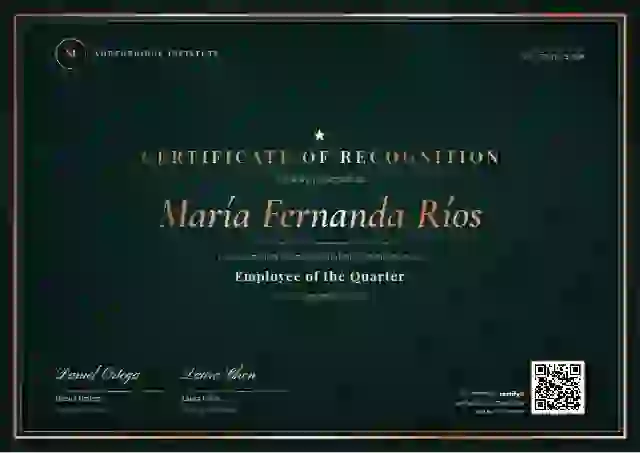 Luxury Foil Seafoam Heavy Foil employee recognition certificate template