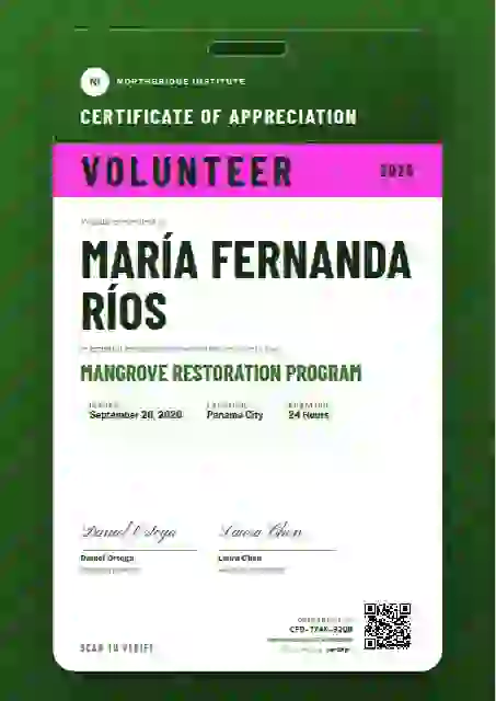 Speaker Pass Fern Wide Margin volunteer appreciation certificate template