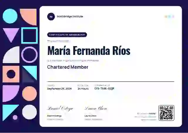 Geometric Midnight Oswald Manrope membership certificate template