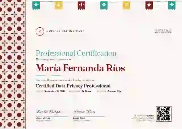 Latin Heritage Granada Wide Band professional certification certificate template