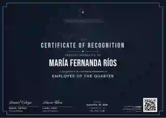 Art Deco Midnight Single Frame employee recognition certificate template