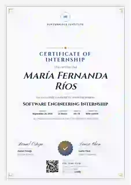 Portrait Classic Navy Thin Frame internship certificate template
