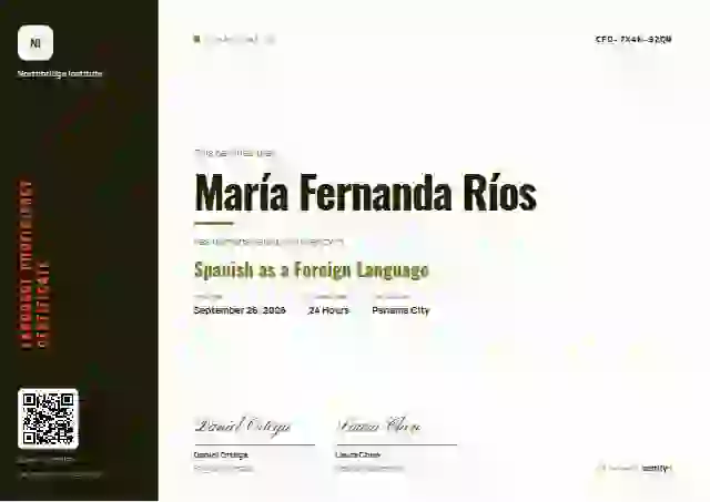 Vertical Sidebar Lime No Stripe language proficiency certificate template