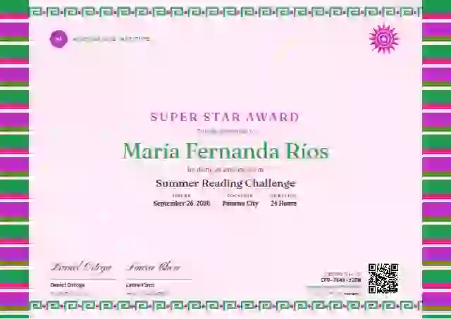 Greca Folk Jade Wide Stripe school and kids certificate template