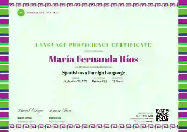 Greca Folk Fuchsia No Sun language proficiency certificate template