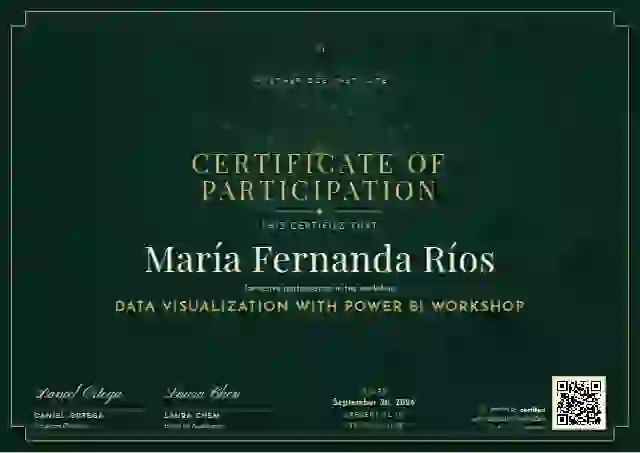 Art Deco Emerald Bold Fan webinar and workshop certificate template