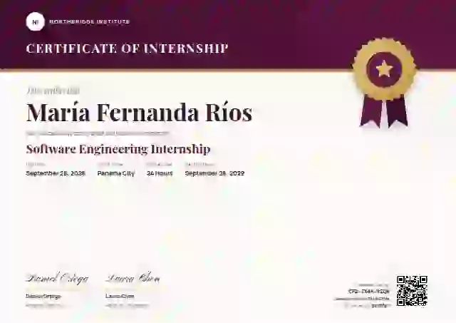 Seal Masthead Raspberry Playfair Manrope internship certificate template