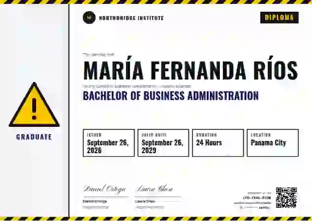 Safety Card Ultramarine Thin Stripes academic diploma certificate template