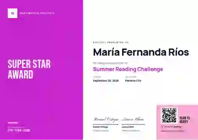 Color Block Fuchsia No Year school and kids certificate template