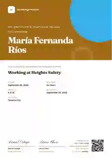 Portrait Modern Amber Short Block compliance and safety certificate template