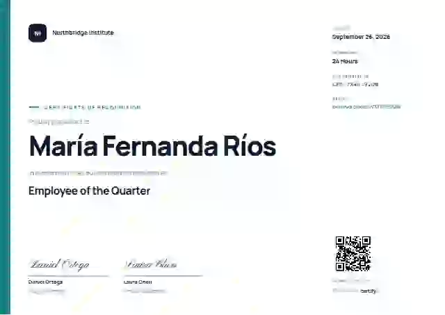 Modern Minimal Teal Wide Bar employee recognition certificate template