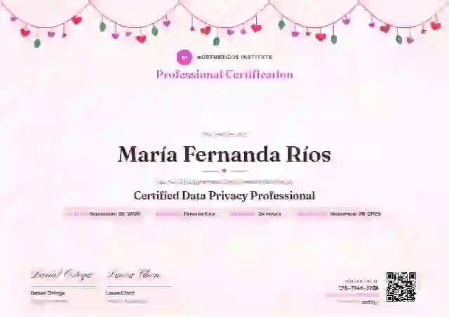 Heart Garland Fuchsia No Mark professional certification certificate template