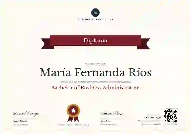 Ribbon Banner Crimson Baskerville Manrope academic diploma certificate template