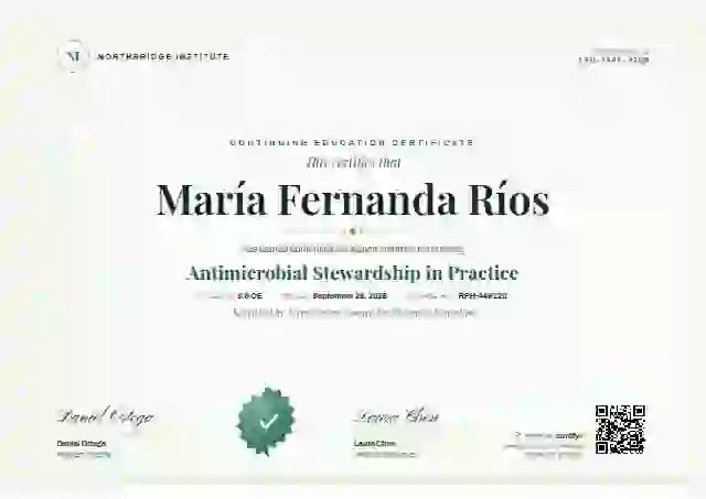 Classic Seal Emerald Bare Fine continuing education certificate template