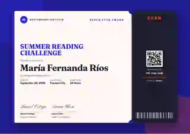 Workshop Ticket Ultramarine Wide Margin school and kids certificate template