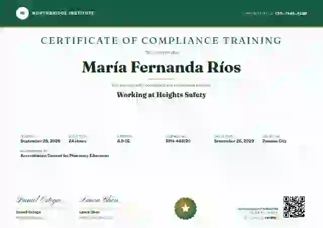 Diploma Subfields Seafoam Tall Band compliance and safety certificate template
