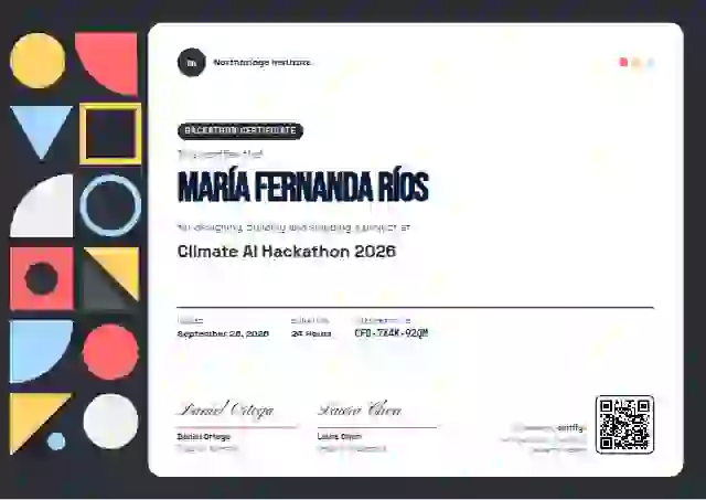 Geometric Graphite Coral Bebas Spacegrotesk hackathon certificate template