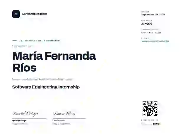 Modern Minimal Jade No Bar internship certificate template