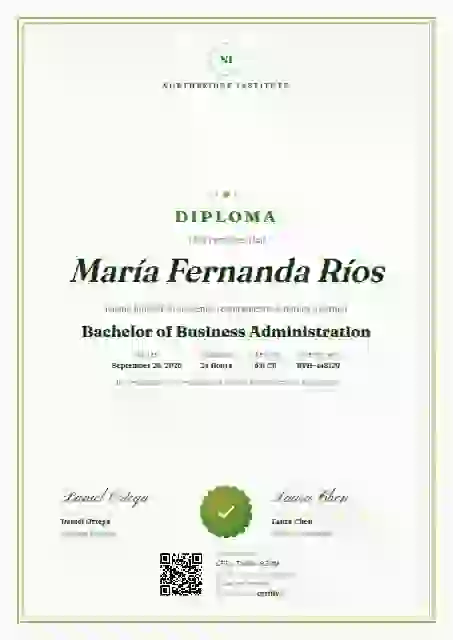 Portrait Classic Fern No Flourish academic diploma certificate template