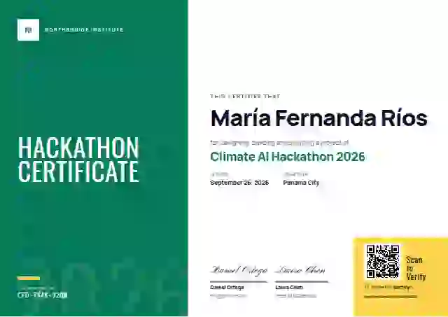 Color Block Emerald Oswald Manrope hackathon certificate template