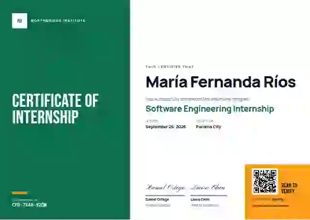 Color Block Green No Year internship certificate template