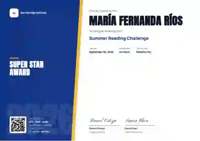 Split Panel Navy Shallow Cut school and kids certificate template