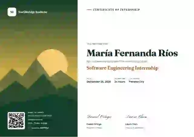 Duotone Forest internship certificate template