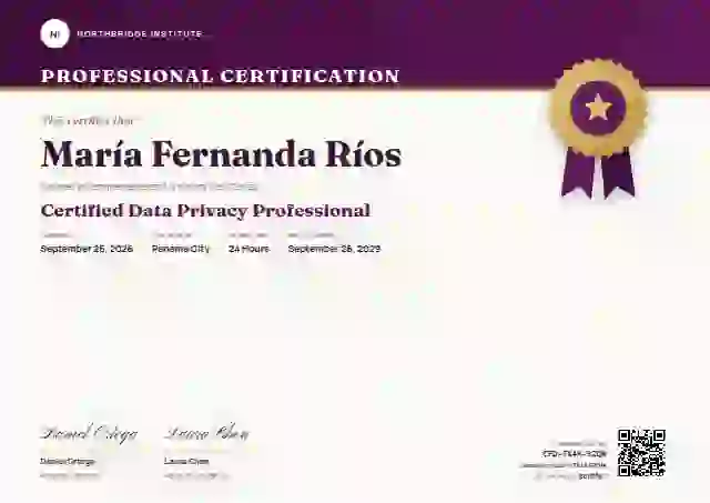Seal Masthead Fuchsia Short Band 2 professional certification certificate template