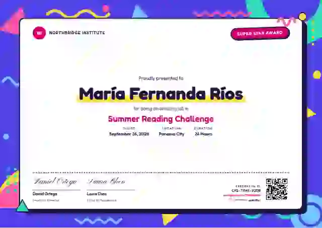 Memphis Pop school and kids certificate template